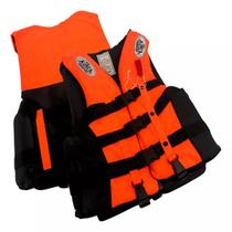 Colete Salva Vidas Neon 90Kg Regulável C/ Apito Emergência