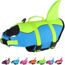 Colete salva-vidas para cães Dogcheer Cute Shark para nadar azul-verde Colete salva-vidas para cães Dogcheer Cute Shark para nadar azul-verde