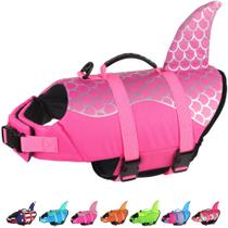 Colete salva-vidas para cães Dogcheer Cute Shark para natação rosa XL Colete salva-vidas para cães Dogcheer Cute Shark para natação rosa XL