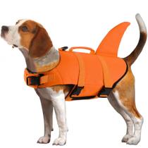 Colete salva-vidas para cães EMUST Shark ajustável Ripstop laranja Colete salva-vidas para cães EMUST Shark ajustável Ripstop laranja