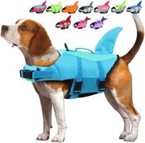 Colete salva-vidas para cães EMUST Shark Design ajustável azul L