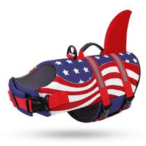 Colete salva-vidas para cães Queenmore Shark para natação, tamanho XL, bandeira dos EUA
