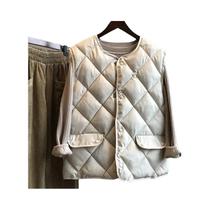 Colete Sem Mangas De Algodão Matelassado Para Mulheres Outono Inverno O-neck Casual Ultralight