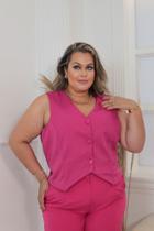 Colete Social Plus Feminino Em Alfaiataria Curto Plus Size