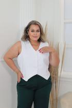 Colete Social Plus Feminino Em Alfaiataria Curto Plus Size