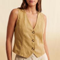 Colete Style Box Feminino Bege Escuro Colete Style Box Feminino Bege Escuro
