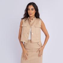Colete susie com bolsos jeans feminino Colete susie com bolsos jeans feminino