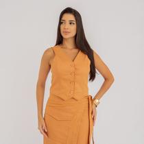 Colete susie com botões jeans feminino