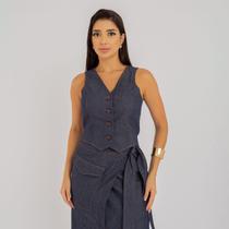 Colete susie com botões jeans feminino