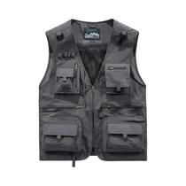 Colete Tático Masculino 6XL Com 14 Bolsos, Colete De Pesca Em Malha Sem Mangas Para Caminhada E