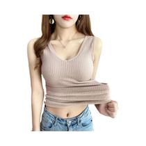 Colete Térmico De Inverno Para Mulheres, V-neck, Sem Costura, Em Veludo Quente, Top De Cashmere