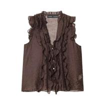 Colete Translucido Sem Mangas Para Mulheres, Moda De Outono, Estilo Casual, Top Vertical Decorativo