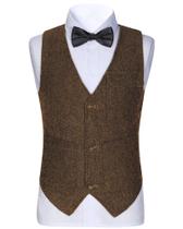Colete Trasign Dark Brown Herringbone Tweed para menino tamanho 6