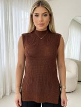 Colete Tricot Gola Redonda Texturizado Feminino Inverno Casual Elegante Moda Malha Sobreposição Tricô Colete Tricot Gola Redonda Texturizado Feminino Inverno Casual Elegante Moda Malha Sobreposição Tricô