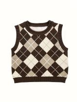 Colete Tricotado Estilo Retro para Meninas, Novo Estilo de Outono Colete Tricotado Estilo Retro para Meninas, Novo Estilo de Outono