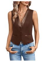 Colete Verdusa, botão frontal, bainha assimétrica, marrom Colete Verdusa, botão frontal, bainha assimétrica, marrom