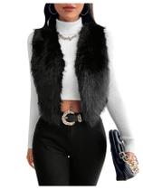 Colete Verdusa Fuzzy Faux Fur sem mangas para mulheres