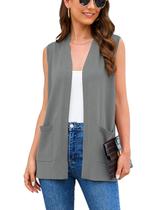 Colete Veryoung 2025 feminino com frente aberta cinza escuro tamanho GG Colete Veryoung 2025 feminino com frente aberta cinza escuro tamanho GG