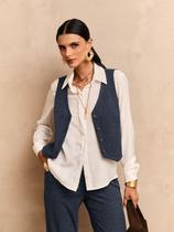 Colete Via Lessa Londres Alfaiataria Max Twill Azul Marinho
