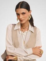 Colete Via Lessa Londres Alfaiataria Max Twill Bege
