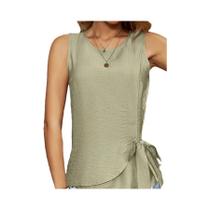 Colete Woven Oversized Em Tamanho plus Para Mulheres Em Caqui, Casual E Solto Para O Verão