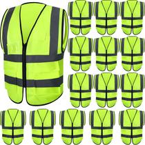 Coletes de segurança refletivos JageLy, pacote com 15 bolsos para homens e mulheres