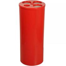 Coletor Plástico (Lixeira) para Copos Descartáveis 5 Tubos Vermelho