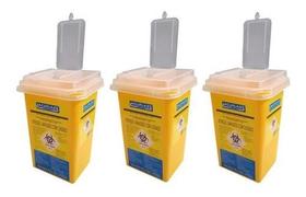 Coletor Plástico Rígido Perfuro Cortante Cralplast 1 Litro com 3 unidades