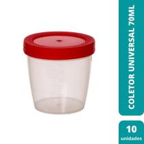 Coletor universal 70ml não esteril transparente (c/10 unds) - j.prolab