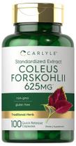 Coleus Forskohlii Cápsulas 625mg 100 de contagem Extrato padronizado não-OGM e sem glúten Forskolin suplemento por Carlyle