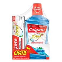 Colgate kit enxaguante bucal total 12 clean mint creme dental com 90g