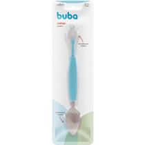 Colher 2 Em 1 - Inox E Silicone - Azul - 6M+ - 15345 - Buba Colher 2 Em 1 - Inox E Silicone - Azul - 6M+ - 15345 - Buba