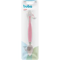 Colher 2 Em 1 - Inox E Silicone - Rosa - 6M+ - 15344 - Buba