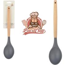 Colher Arroz Silicone Grafite Cabo Madeira Bons Cheff 31X6,5 Colher Arroz Silicone Grafite Cabo Madeira Bons Cheff 31X6,5