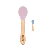 Colher Bambu e Silicone Infantil Bebe Sustentavel Clingo