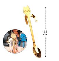 Colher Café Formato Gato Aço Inoxidável Pendurar Dourada Cat Colher Café Formato Gato Aço Inoxidável Pendurar Dourada Cat