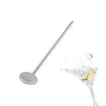 Colher Canudo em Aço Inox Prata para Drinks 20cm