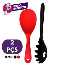 Colher Colherão Arroz Panela Elétrica Silicone Tamanho Pequena E Pegador Massa Formato Concha