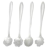 Colher Colherzinha Café Chá Formato Flor Inox Prata 4 peças Colher Colherzinha Café Chá Formato Flor Inox Prata 4 peças
