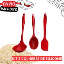 Colher, Concha de Feijão e Espátula - Jogo 3 - Silicone -Premium