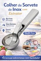 Colher Concha De Sorvete De Inox Com Extrator 19x5,7cm De Ø