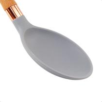 Colher de Arroz em Silicone 32,5cm Cabo de Madeira Concha para Cozinha Utensílio Multiuso Casa Cor:Cinza Colher de Arroz em Silicone 32,5cm Cabo de Madeira Concha para Cozinha Utensílio Multiuso Casa Cor:Cinza