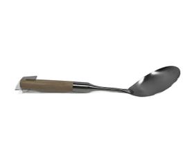 Colher De Arroz inox escavado Com Cabo De Madeira 31cm Colher De Arroz inox escavado Com Cabo De Madeira 31cm