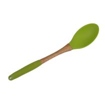 Colher de Arroz Verde 33cm James.F de Silicone e Madeira