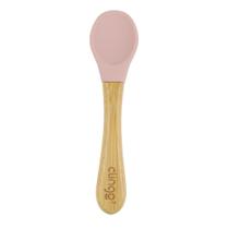 Colher de Bambu e Silicone Rosa para Bebês Antimicrobiana