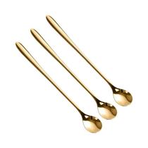 Colher de Café com Cabo Longo em Aço Inoxidável - Ideal para Sobremesas e Sorvetes