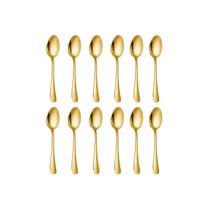 Colher de Cafe Dourado Jogo Colheres Inox Pequena 12un