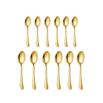 Colher de Cha e Cafe Dourado Aço Inox Jogo de Colheres 12un