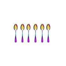 Colher de Cha Furta Cor Metal Inox Colorido Elite Jogo 6un