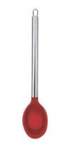 Colher De Cozinha Em Silicone Maciço Cabo inox vermelho